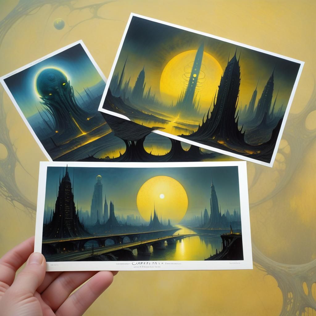 Lovecraftian Cityscape in Oil Painting Style