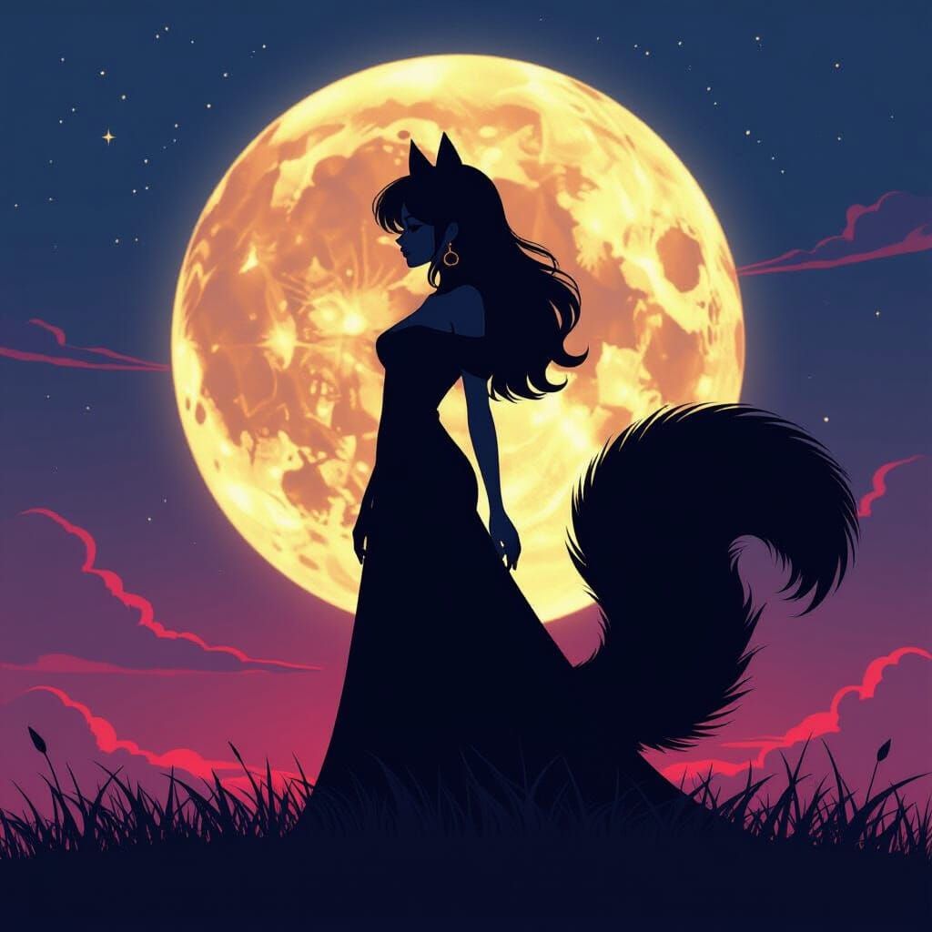 Woman Transforms Into Skunk Under Glowing Moon