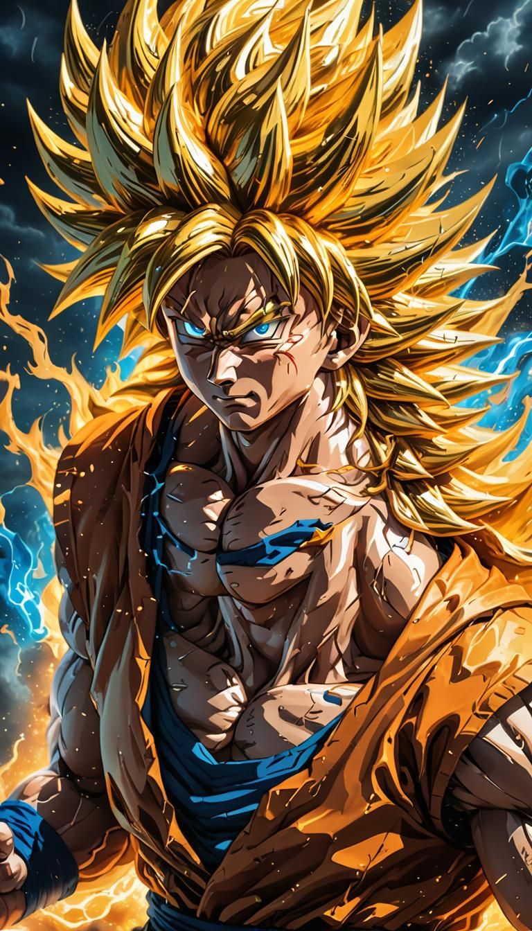 Goku Super Saiyan 5 Transformation in Digital Art