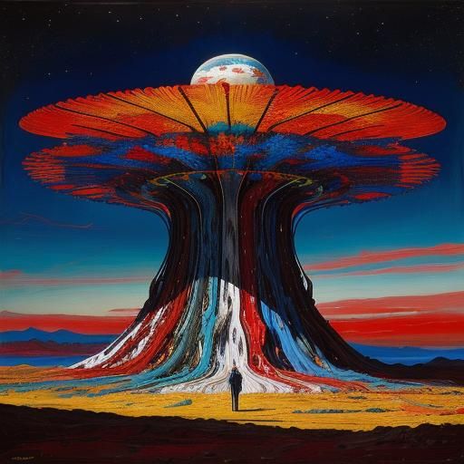 Cosmic Characters in Dreamscape Oil Painting