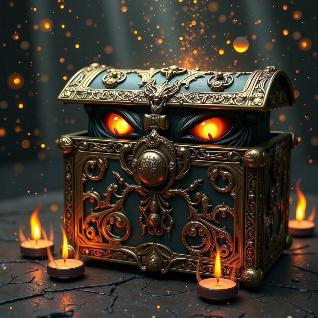 Biomechanical Treasure Chest Monster in Dark Surrealism