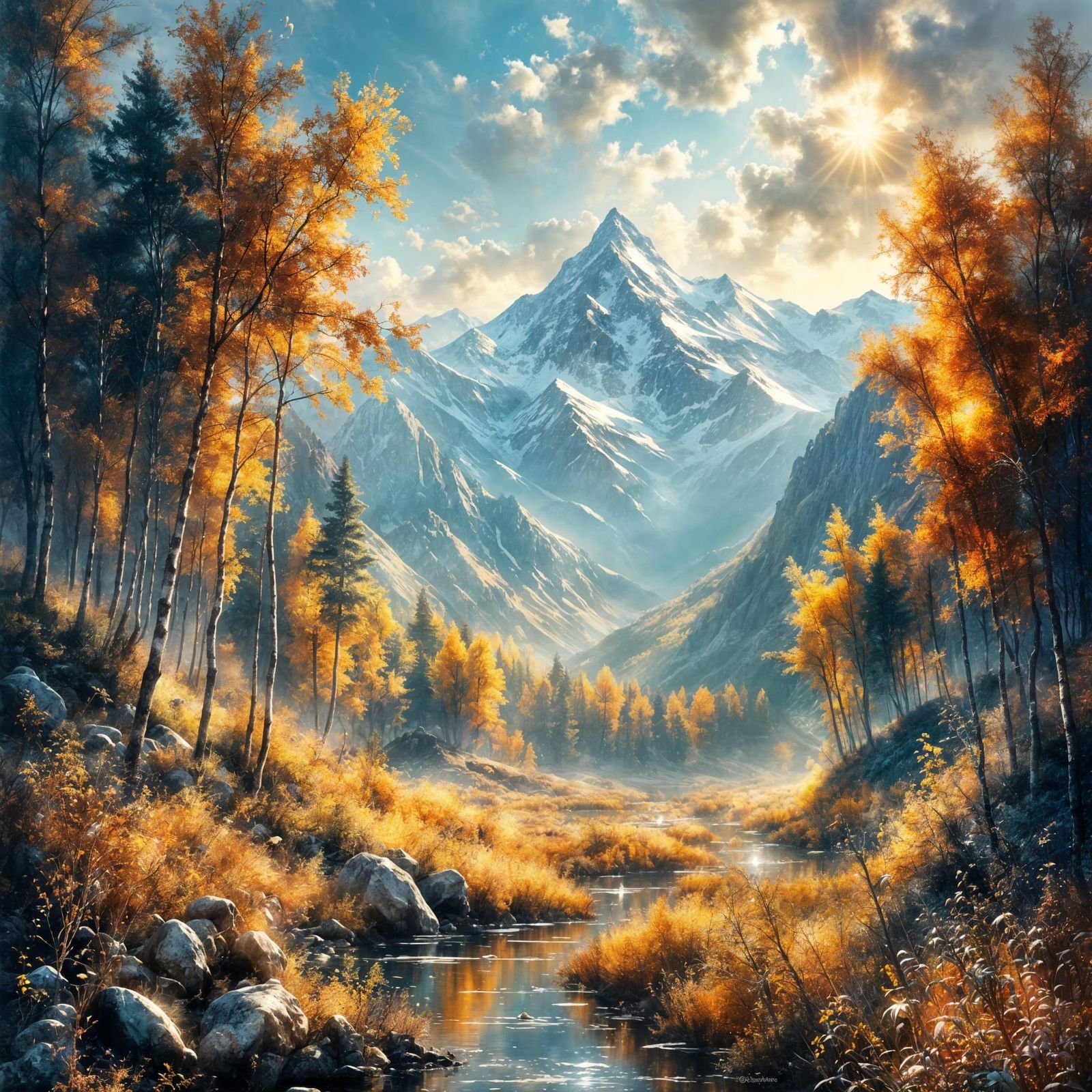 Vibrant World Awakens: Colorful Plains with Mountains and Wi...