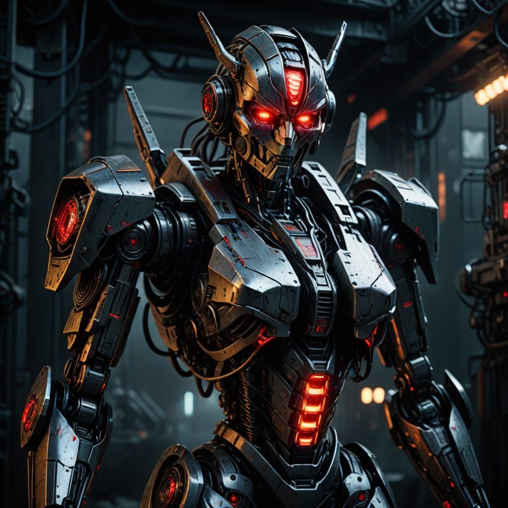 Terrifying Large Female Robot Transformer in Dystopian Sci-F...