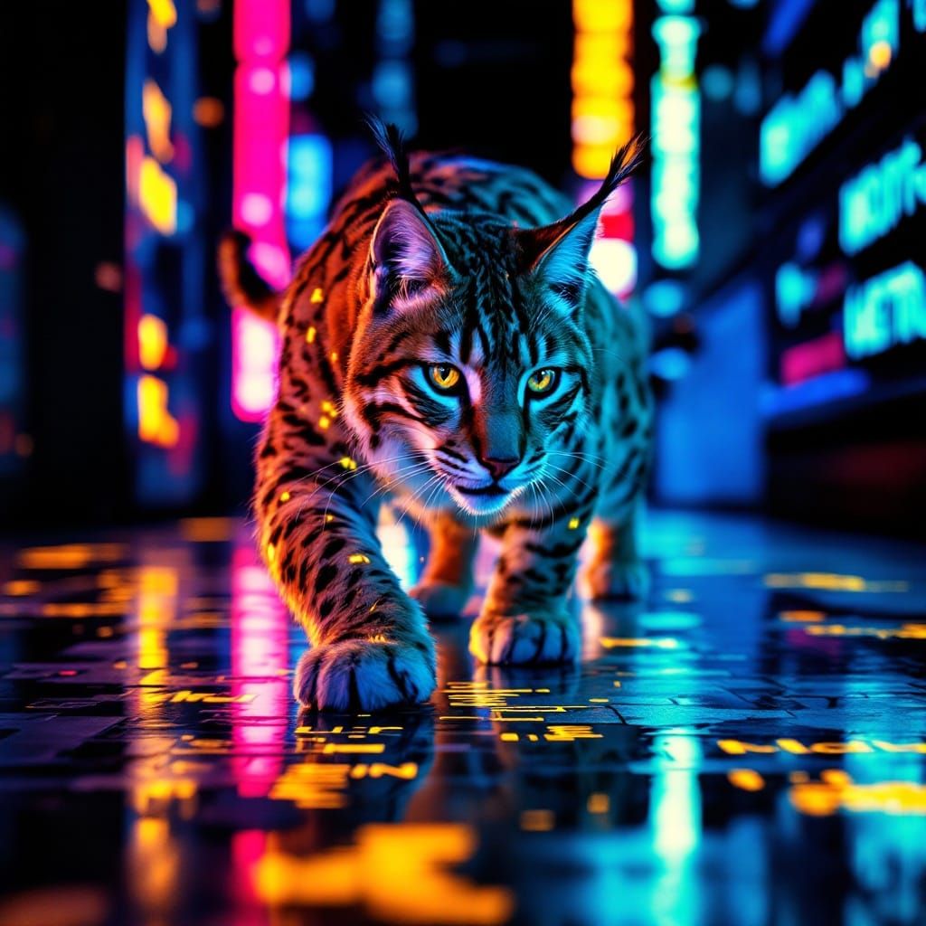 Glowing City Stalker in Electric Atmosphere