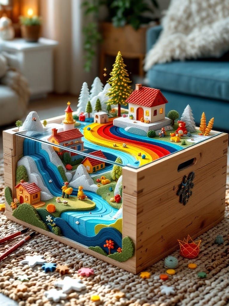 Our Coffee Table - Embroidery on Lasercut Wood