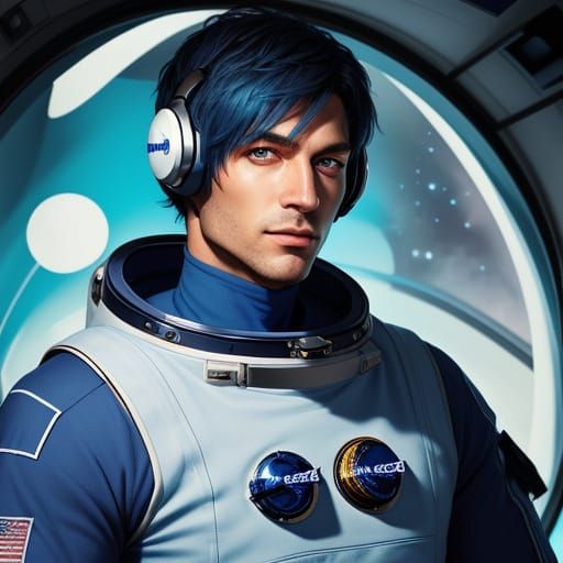 A Monochromatic Blue Astronaut in a Deep Blue Uniform