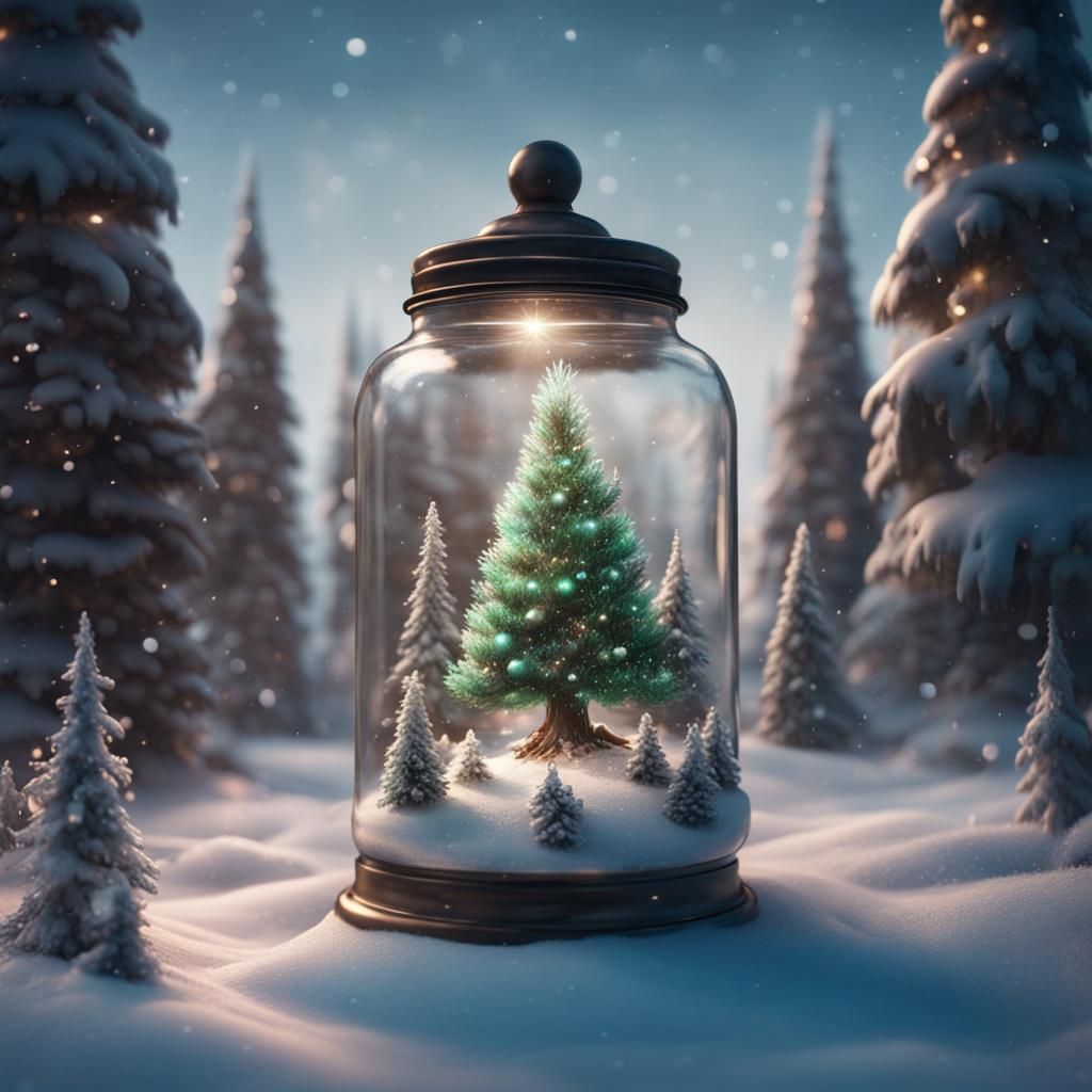 Miniature Christmas Tree Farm in Glass Jar