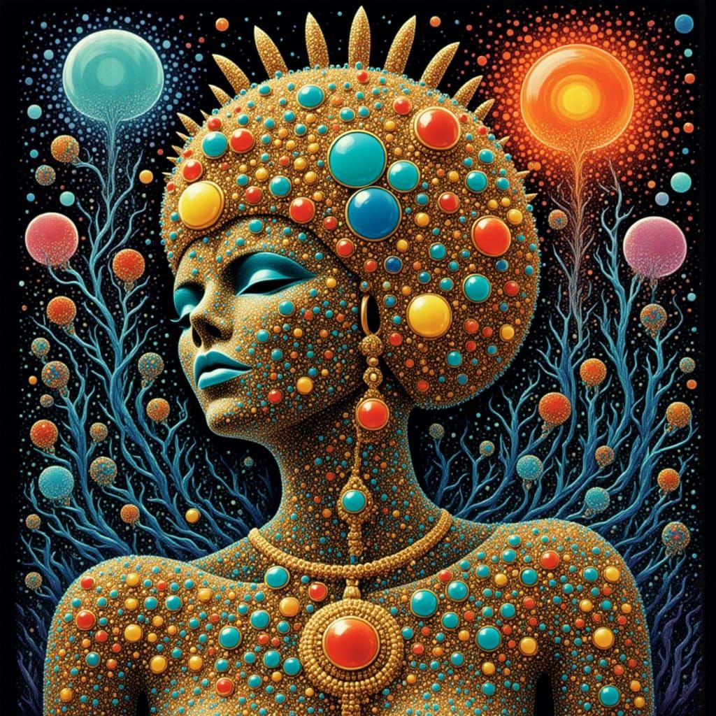 Surreal Psychedelic Feline Folk Art