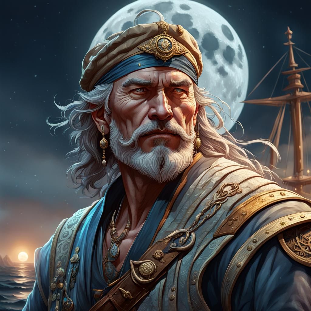 Pirate Portrait with Sword in Art Nouveau Style