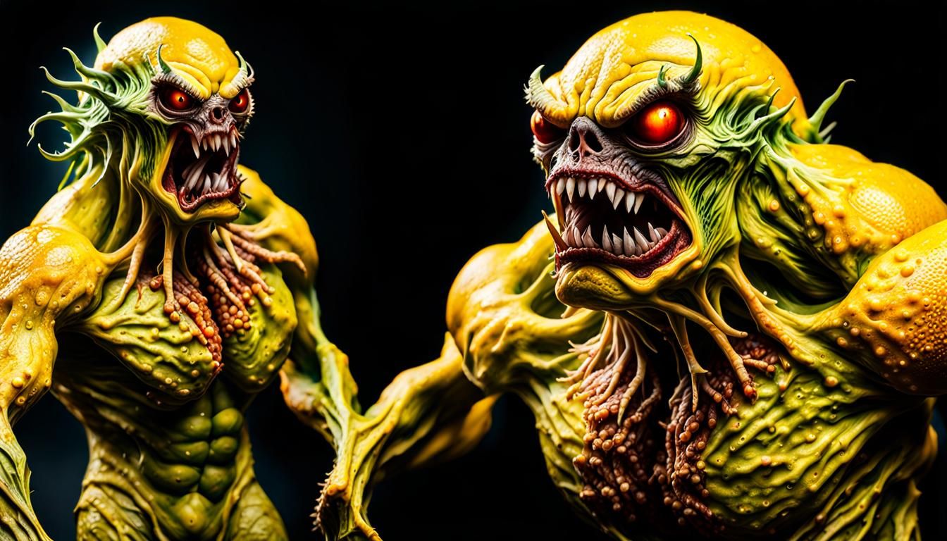 Horrifying Mutant Lemon Fruit Monster in Hyperreal Detail