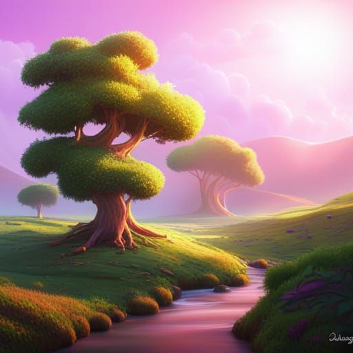 Lush Rainy Forest: Pixar-Style 3D Digital Art