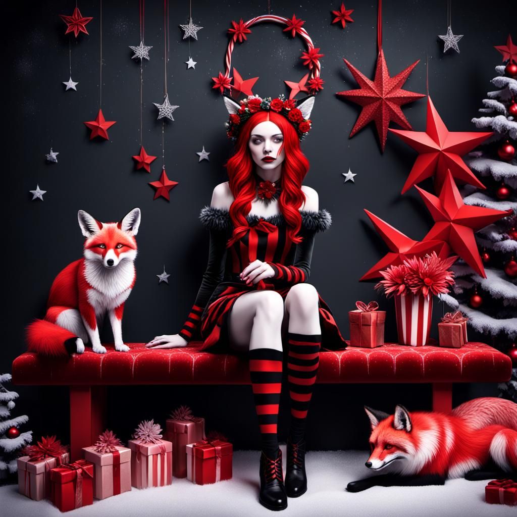 Dark Fantasy Portrait in High Contrast Black and White Strip...