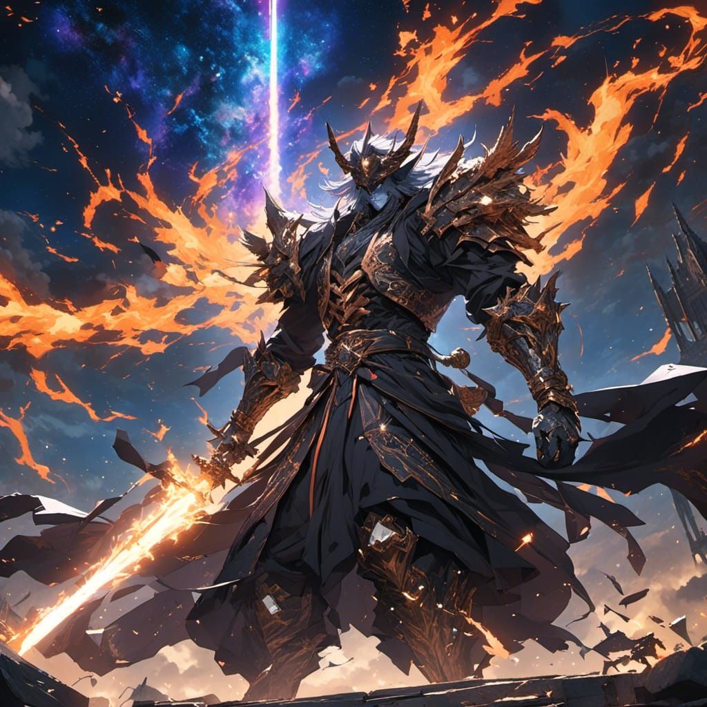 Epic Mace Against Galaxy Background