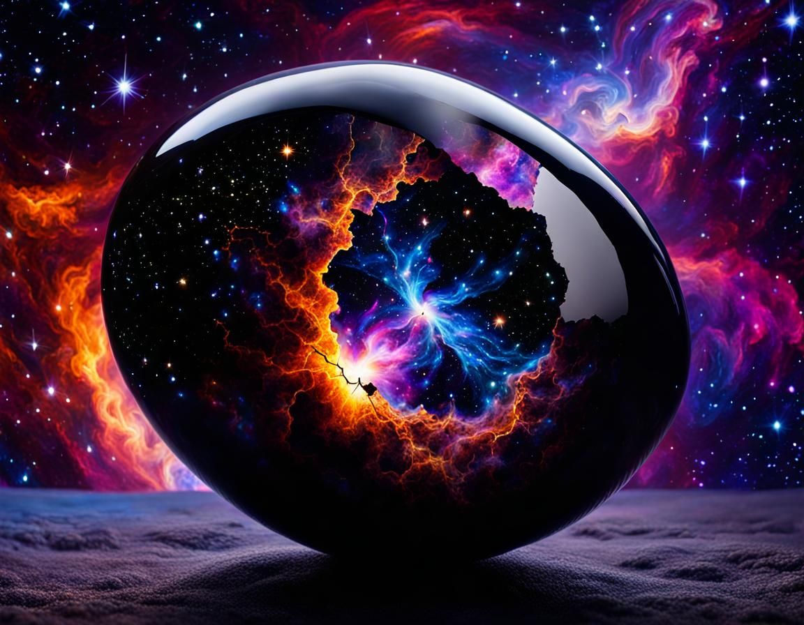 Nebula and Galaxies Emerge from Cosmic Egg