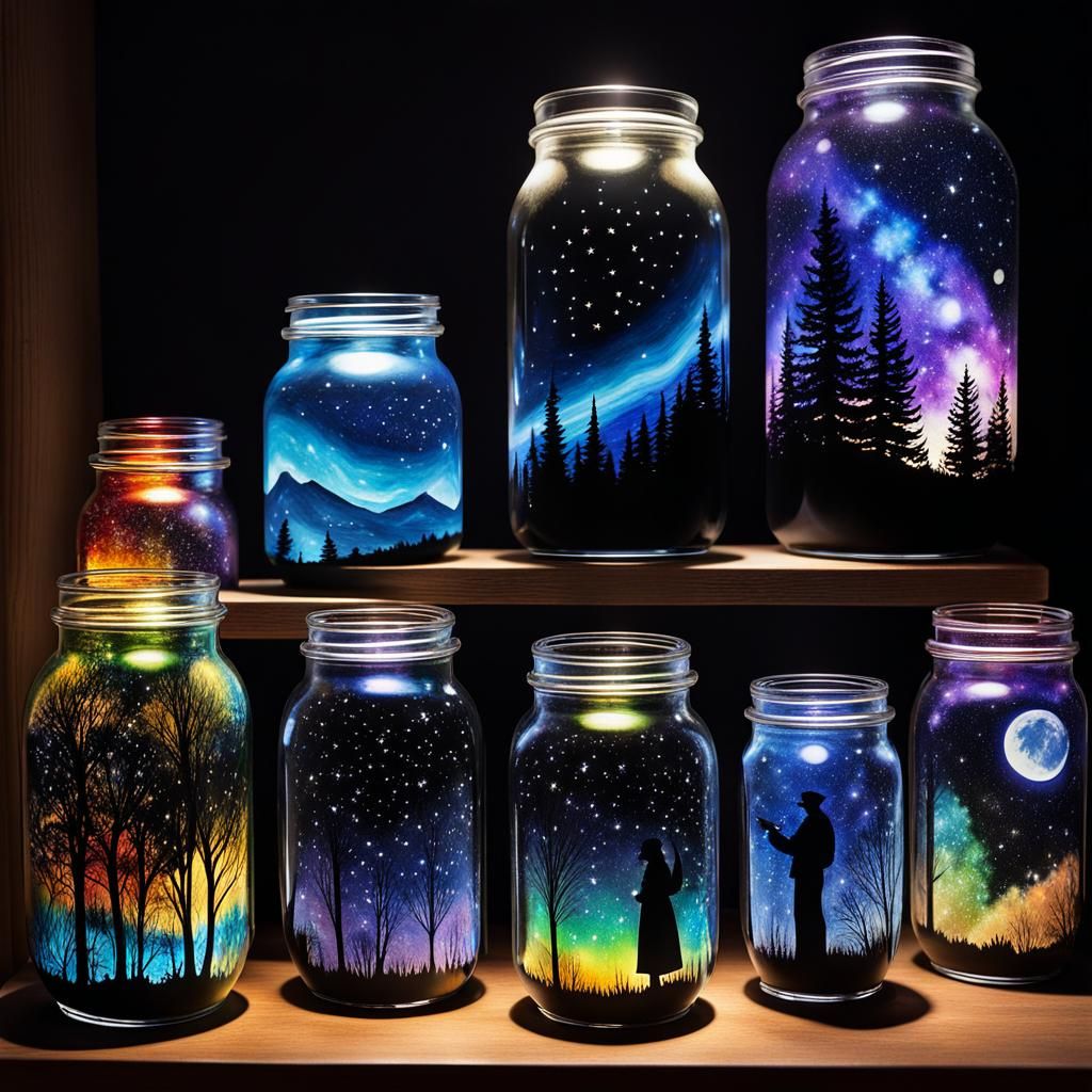 Gothic Sandman with Dream Jars in Starry Night Style