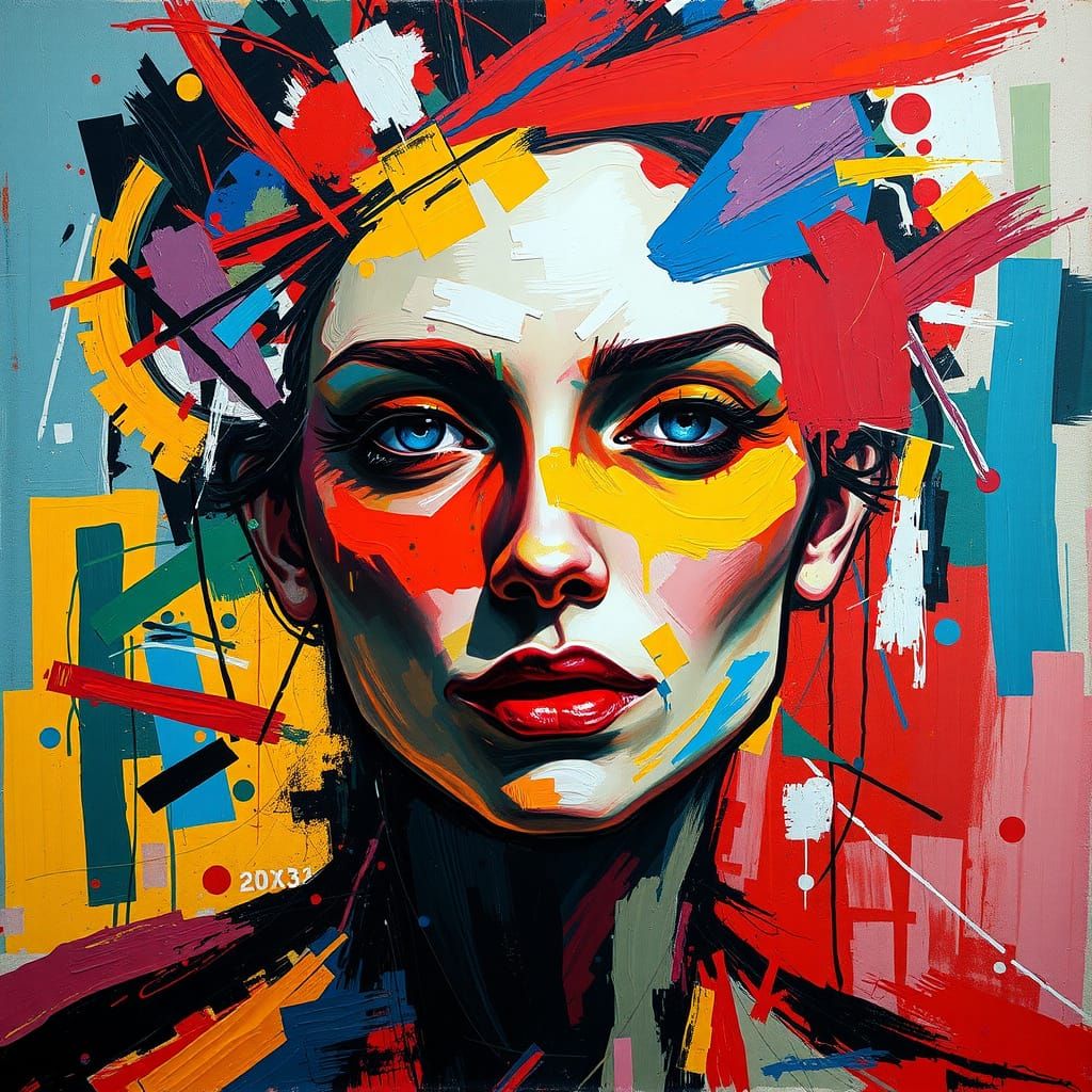 Gestural Abstract Portrait of Emotional Turmoil