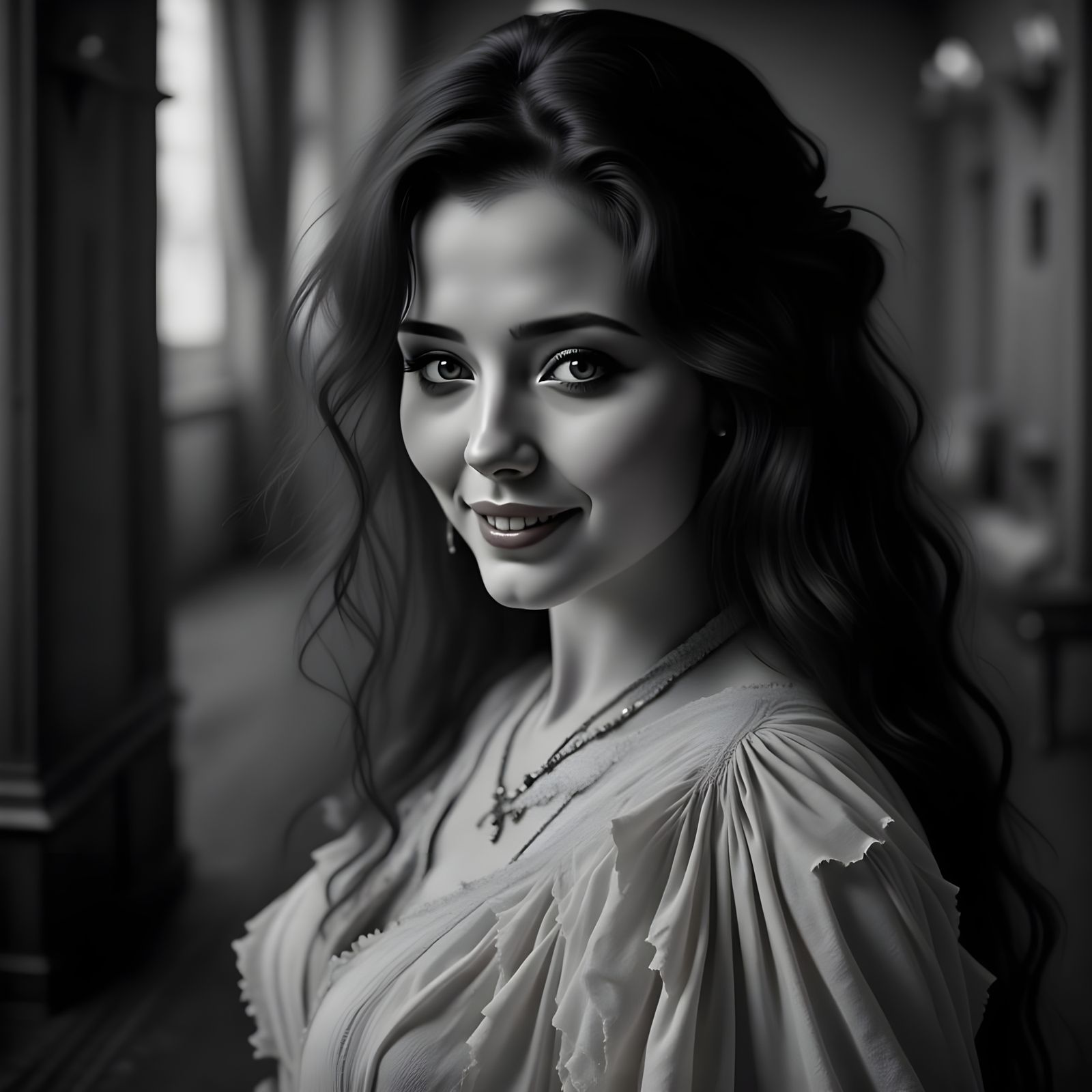 Classic Hollywood Portrait of a Woman in Black and White