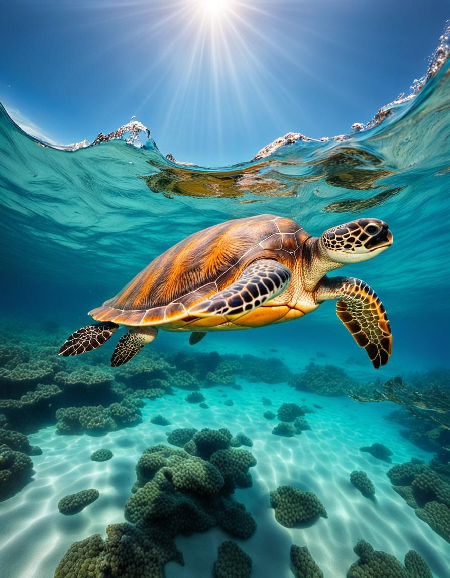 breathtaking unique perspective view from a turtle  head goi...