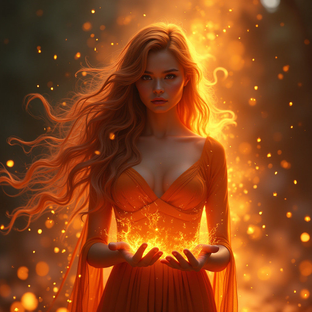 Fiery Woman: A Fantasy Concept Art