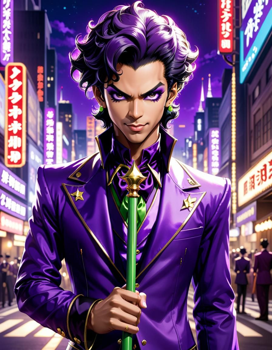 Anime Singer with Joker Makeup and Magic Cane
