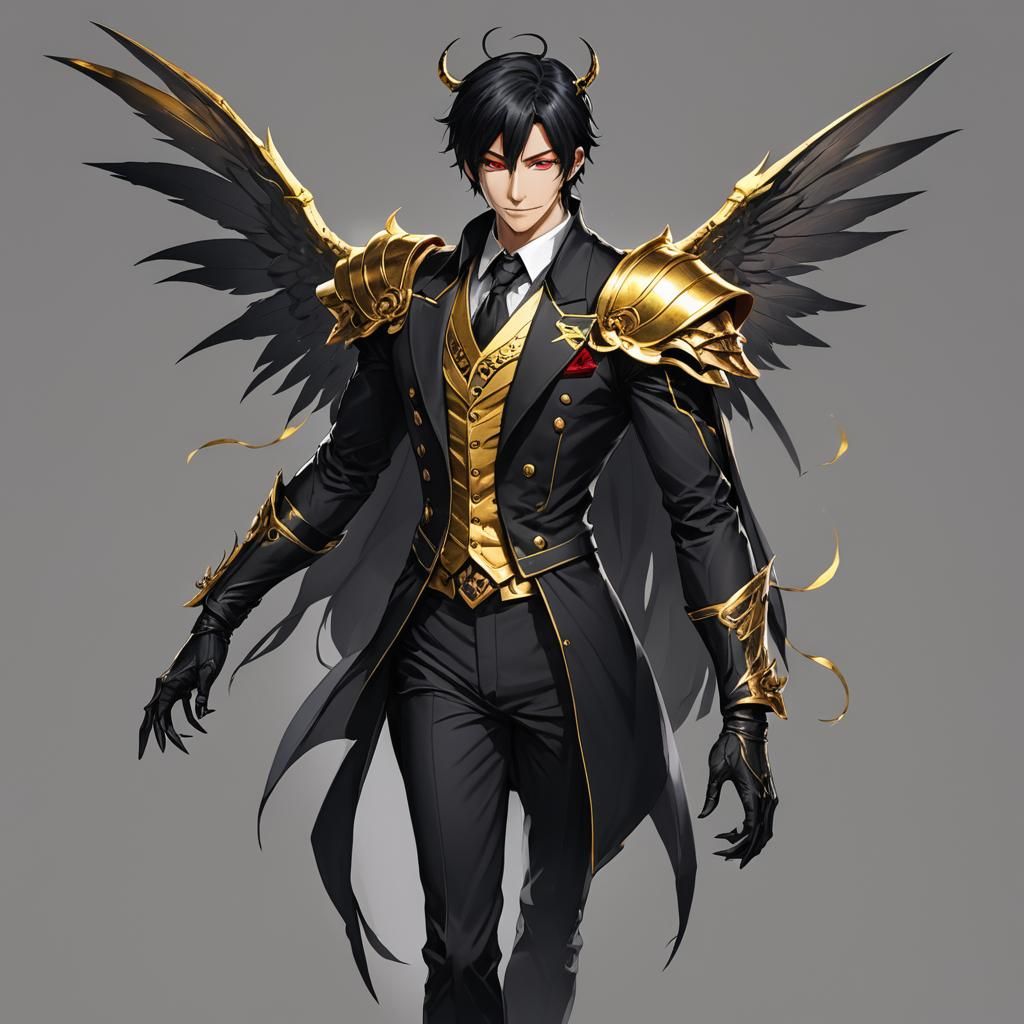 Half-Demon Butler with Scimitar, Anime Style
