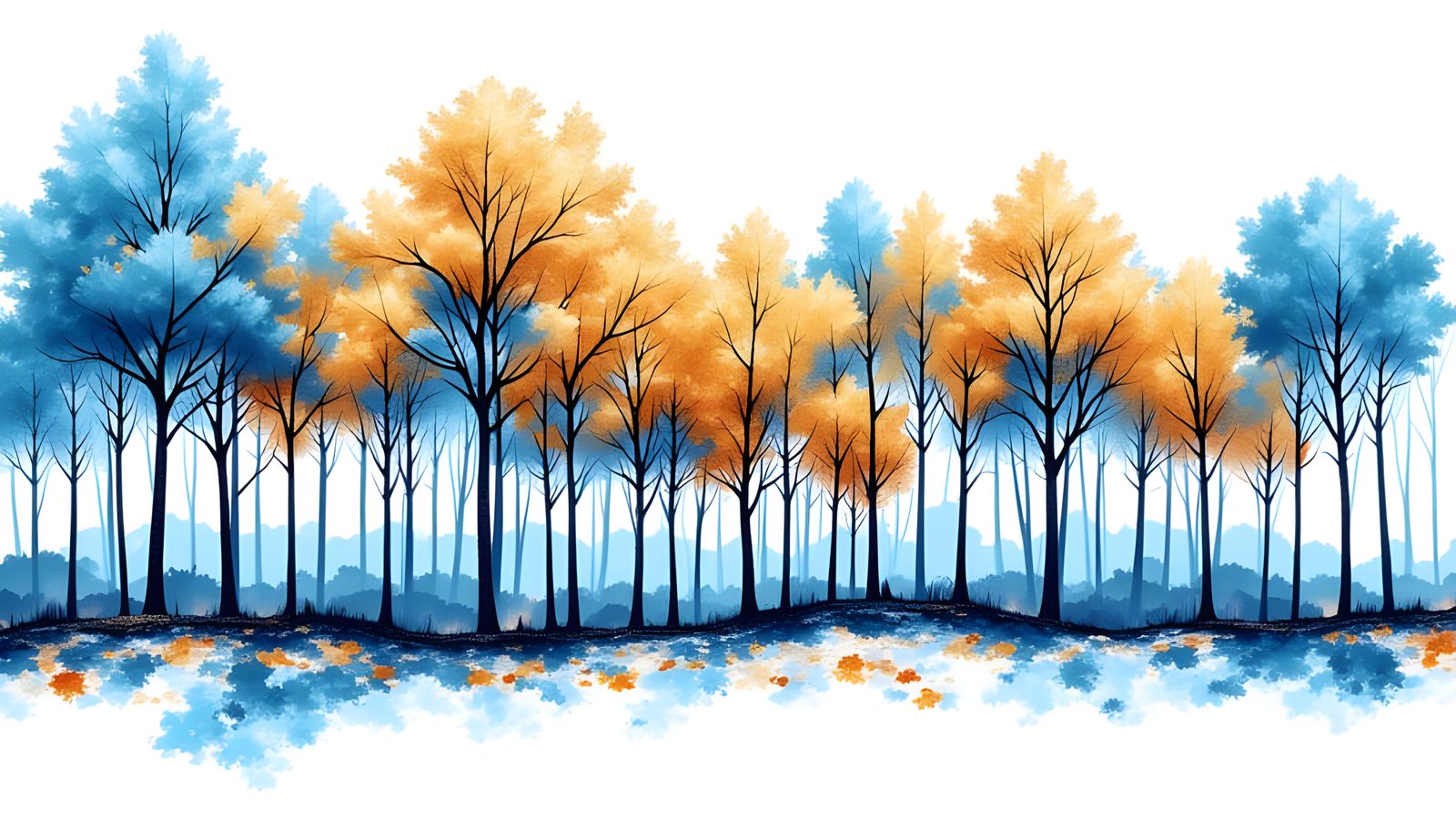 Autumn Aspen Grove in Cosmic Alcohol Ink Style