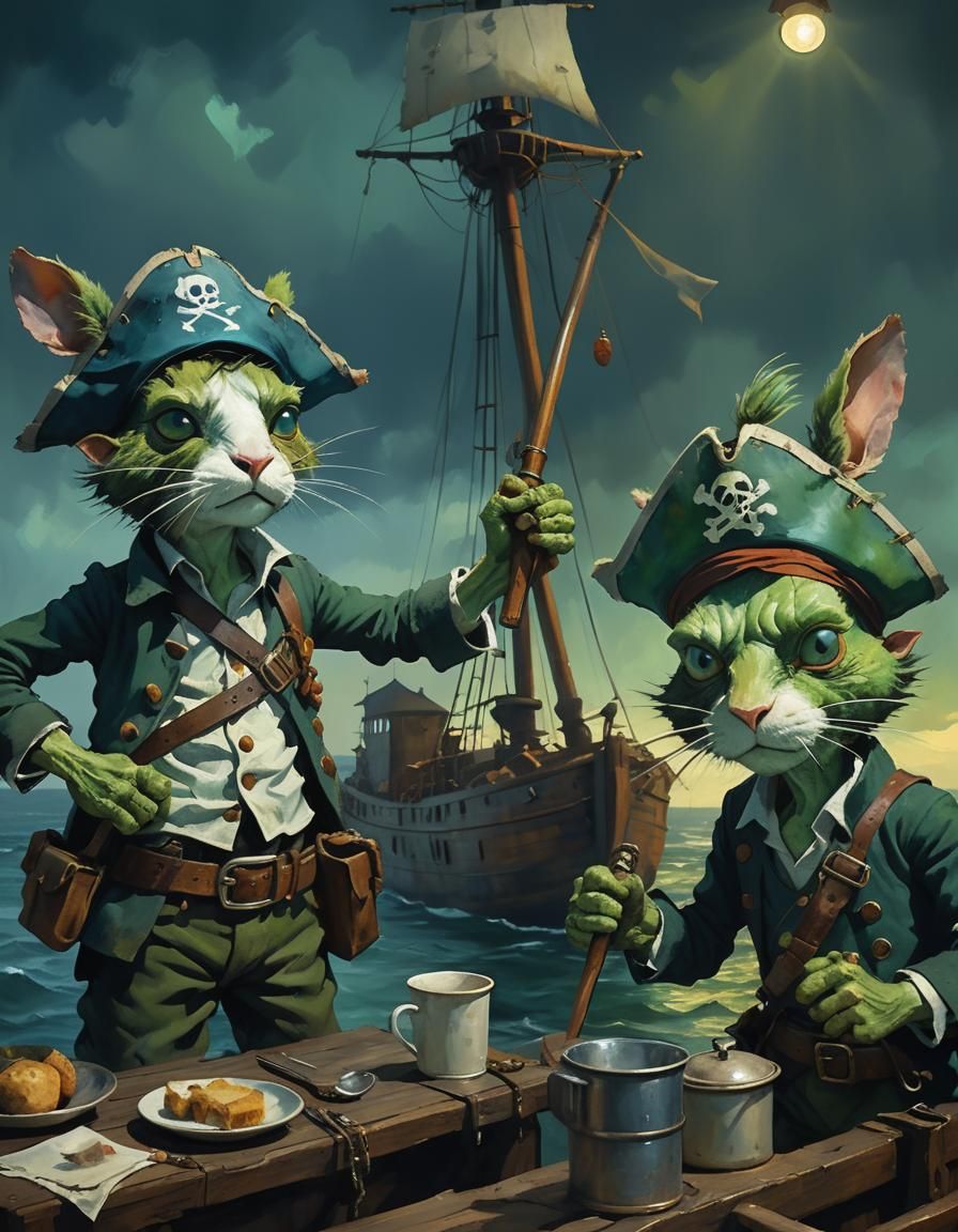 Bunny Pirates in Expressionist Style