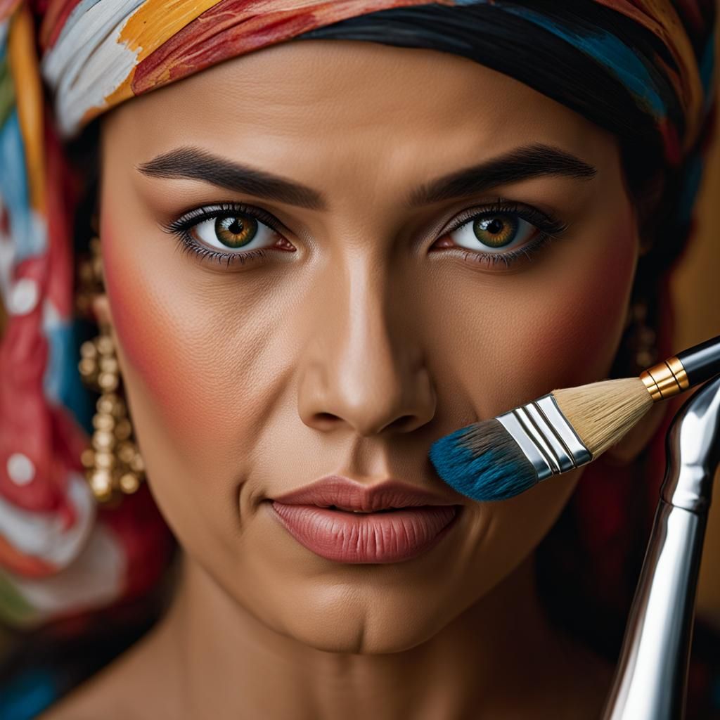 Woman with Painted Face, Professional Portrait