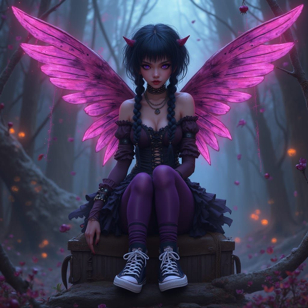 Steampunk Goth Angel in Dark Whimsy Style