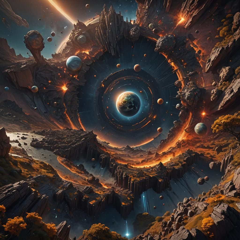 Cosmic Black Hole with Planets and Constellations