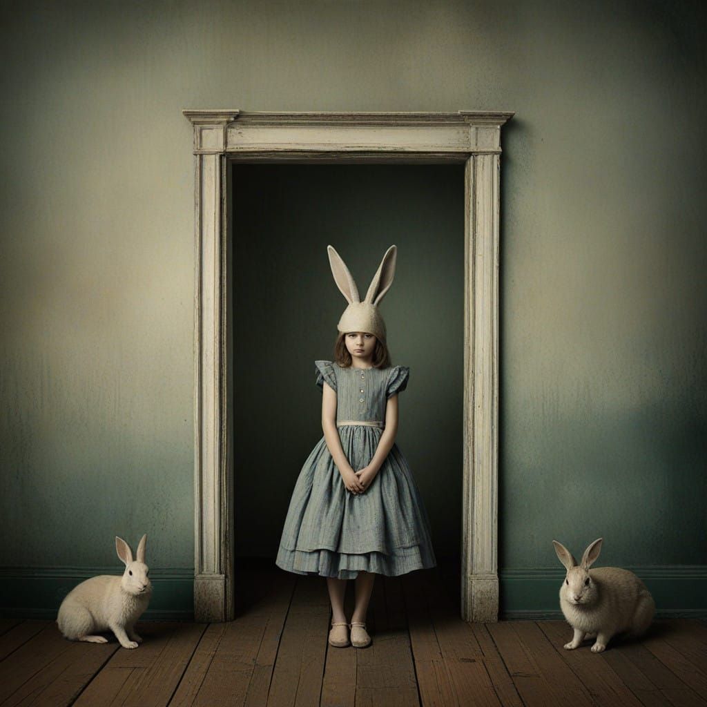 Surreal Portraits of Rabbits Confined Within Walls