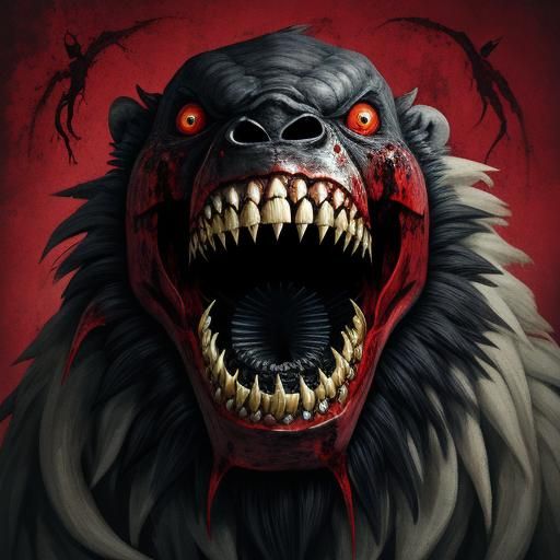 Menacing Bloody Animal Displaying Sharp Teeth