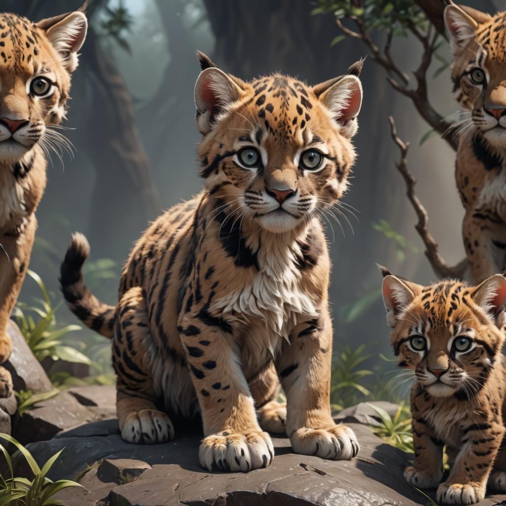 Fierce Smilodon Kitten: 3D Anime Art