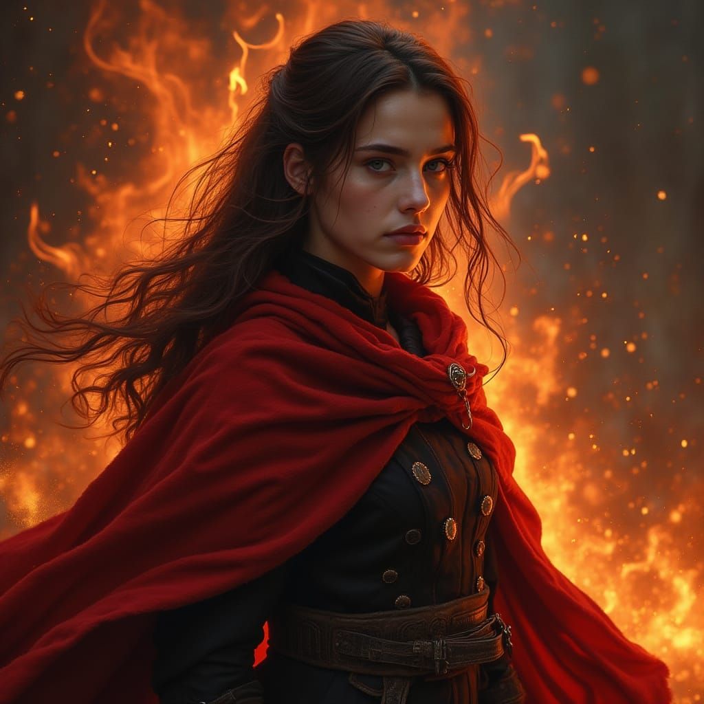 Fiery Maiden Portrait in High Contrast