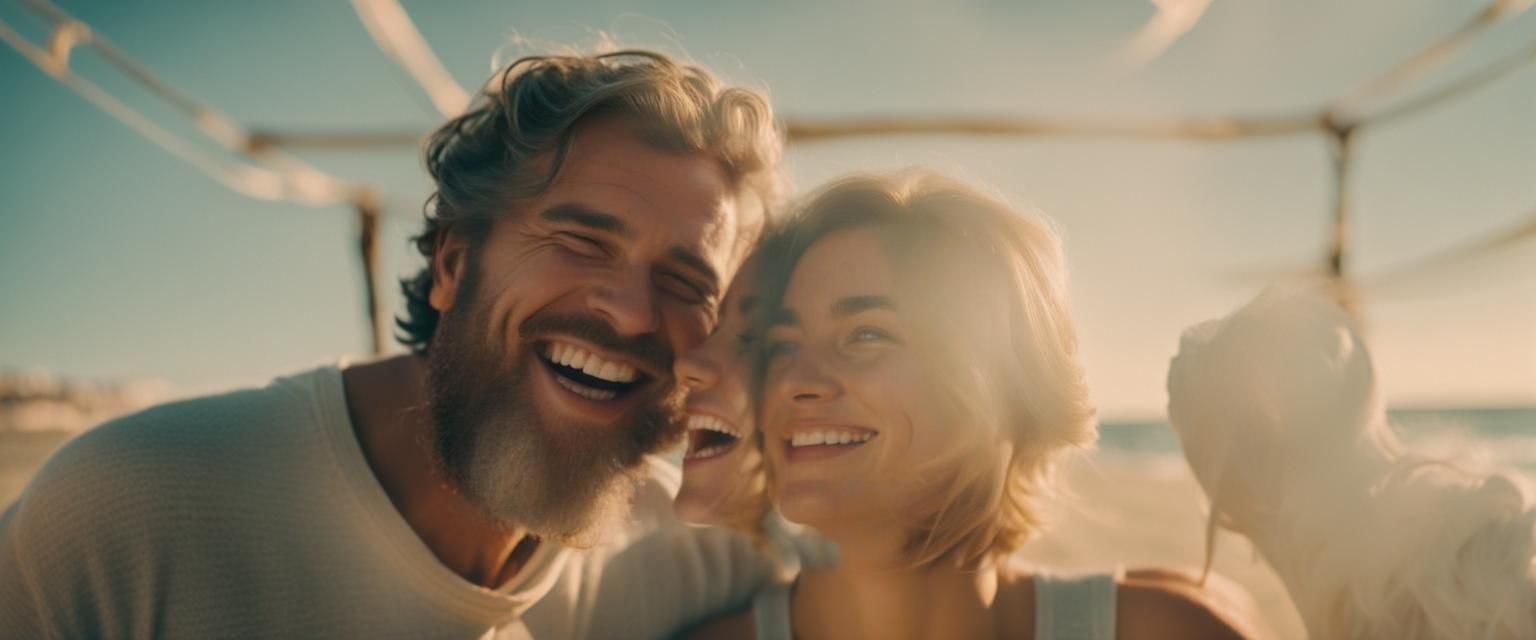 Happy Couple in Cinematic Film Still