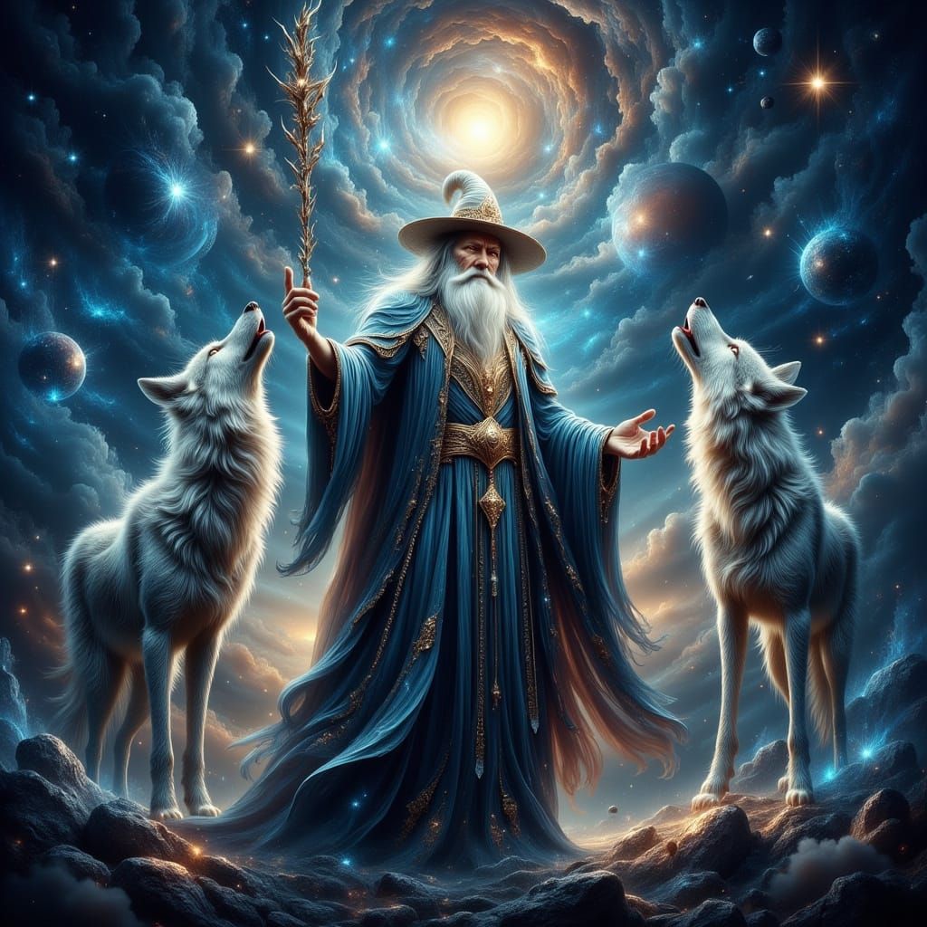 Wise old wizard and his wolves v2