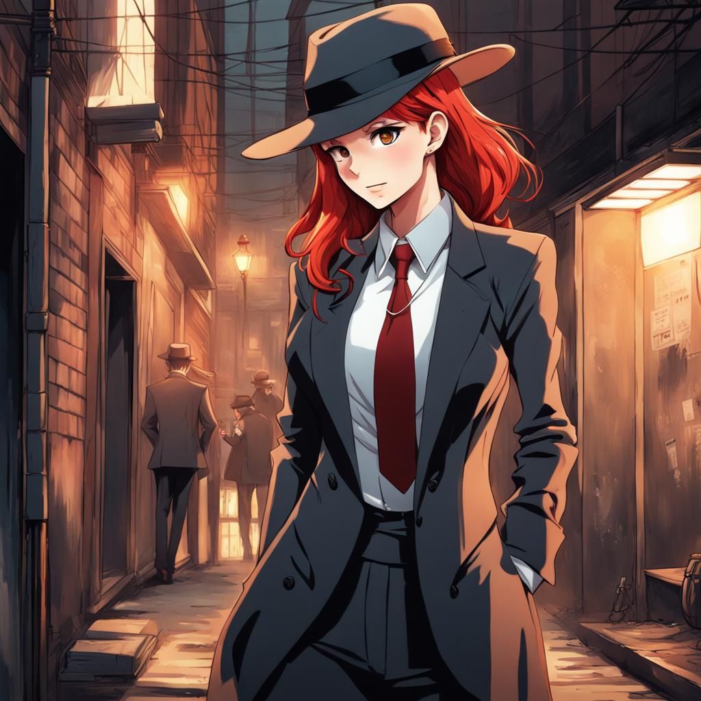 Anime Mafia Boss in Detailed Manga Style