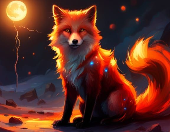 Anthropomorphic Arctic Fox Controls Lightning