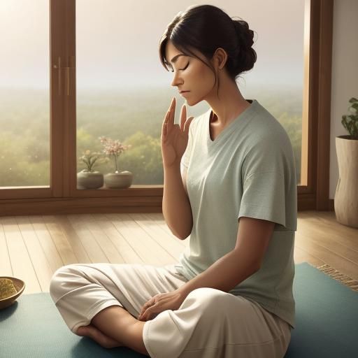 Yogi in Lotus Position Practicing Kapalbhati Pranayama