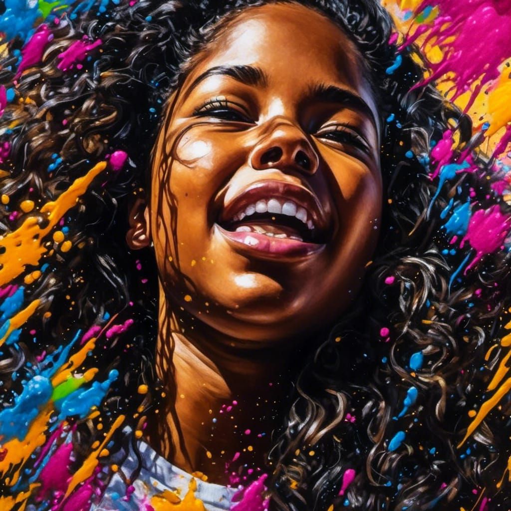 Polychromatic Graffiti Portrait in Splash Art Style