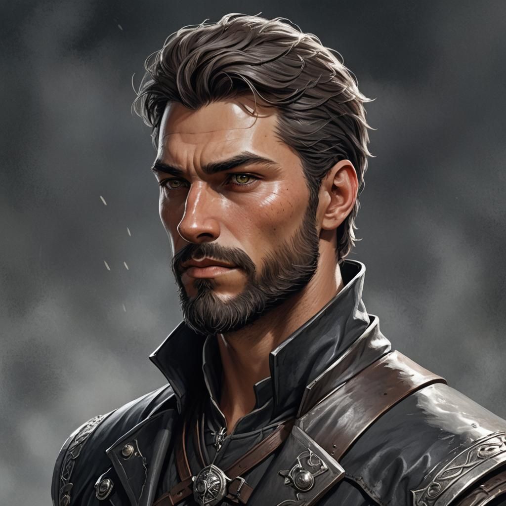 Leather-clad Warrior with Wolf Sword on Harbor Docks