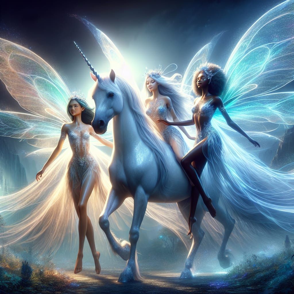 3 fairies and a Unicorn