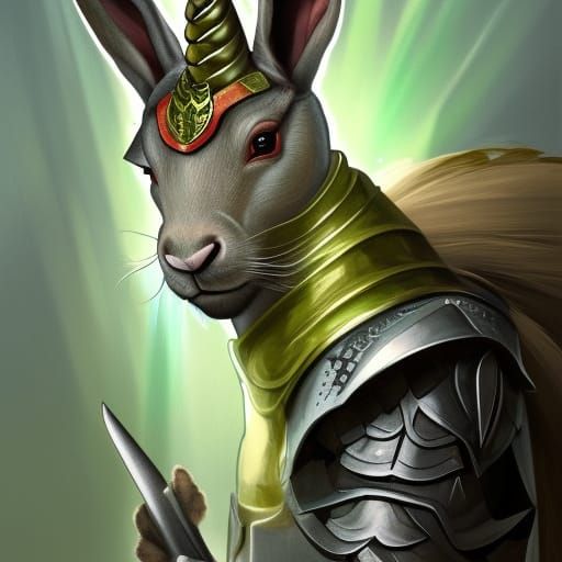 Harengon Paladin Knight with Unicorn Banner