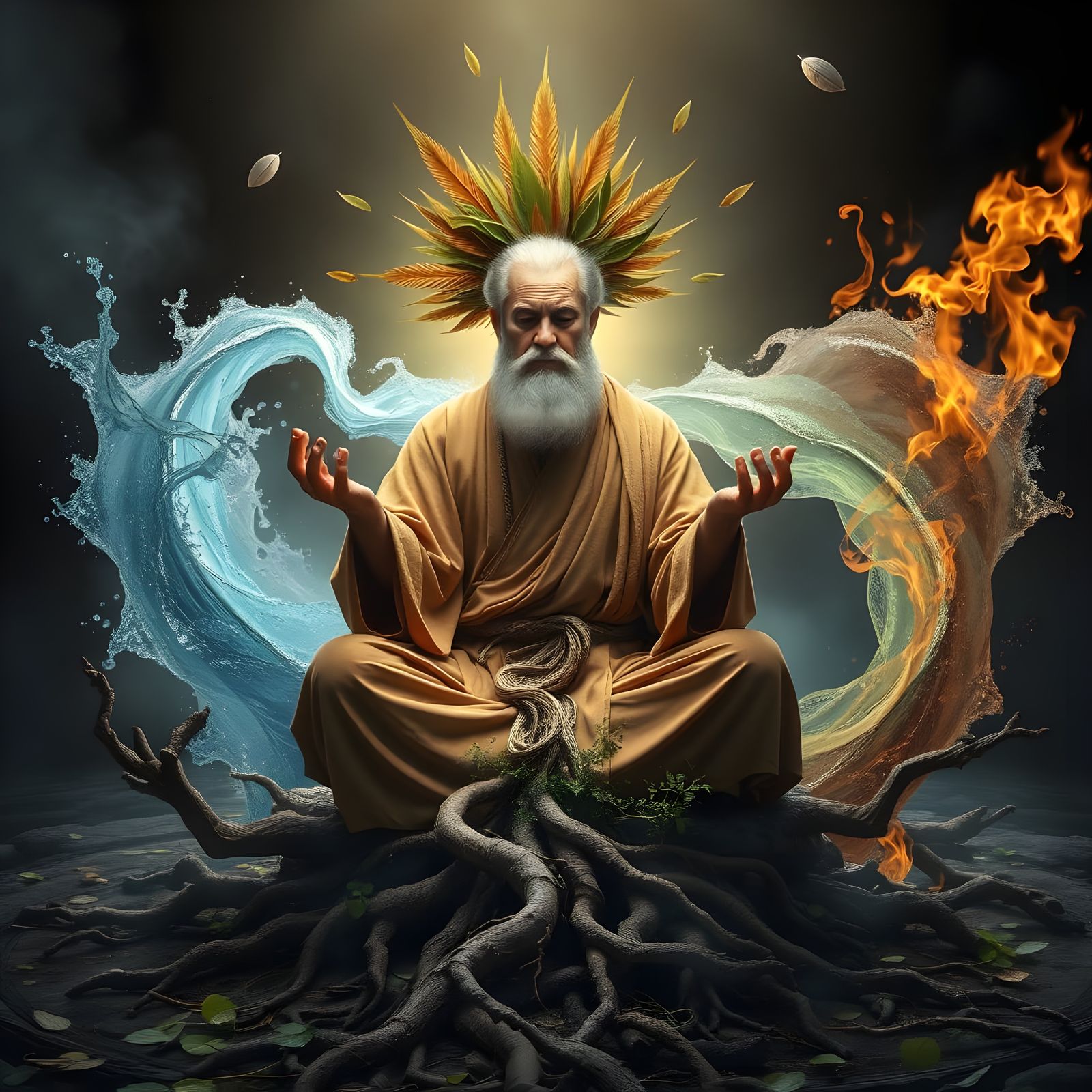 Mystic Absorbing Essences of Four Elements: Hyperrealistic H...