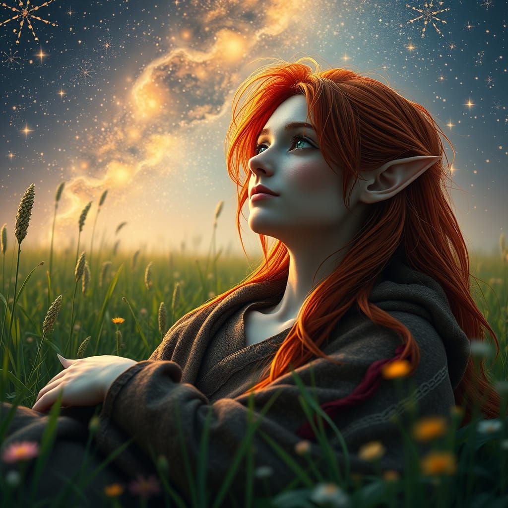 Syranca the red haired elf counting stars