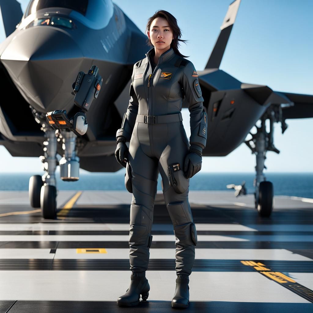 Futuristic F-35 Aircraft with Pilot, Sci-Fi Render