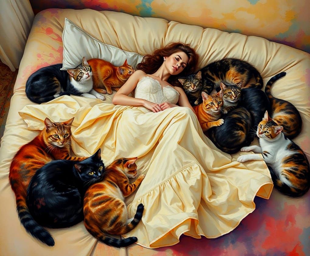 Feline Serenity in Vibrant Ink