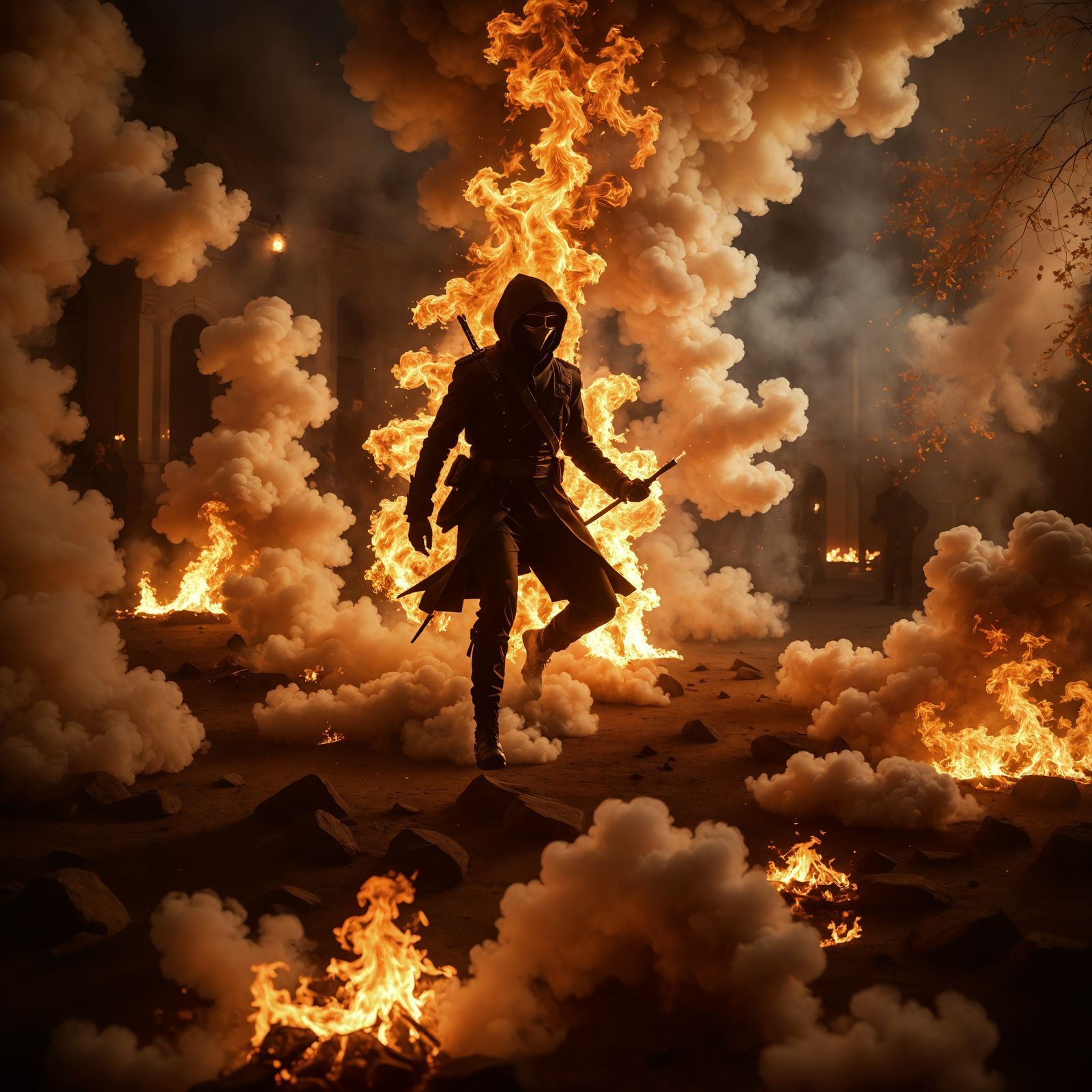 Hyperrealistic Fire Dancer in a Sci-Fi Dreamscape