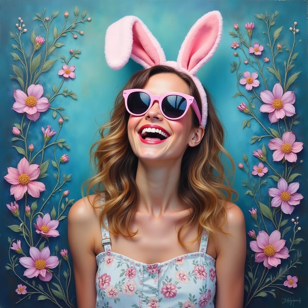 Magical Easter Goddess in Vibrant Stained Glass