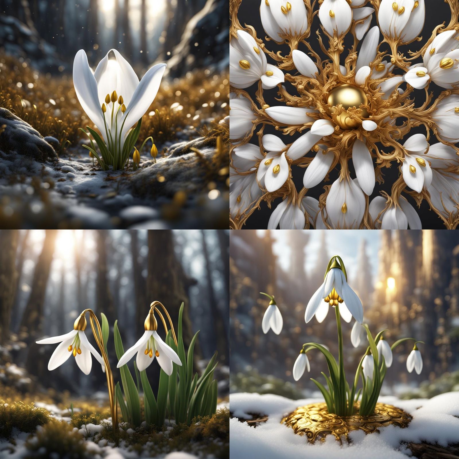 Golden Snowdrop: Detailed Fantasy Concept Art